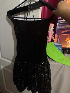 Forever 21 Black Velvet & Sequin Party Dress